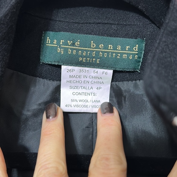 Harve Bernard Black Wool Blend Structured Jacket Size 4P - Picture 2 of 4